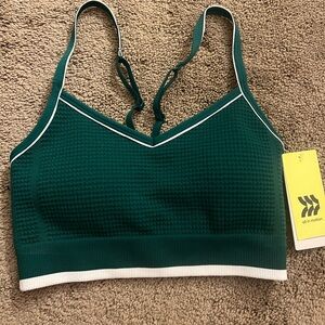 Teal Sports Bra with White Trim